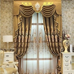 Chenille Semi Blackout Curtain Made to Measure Curtain European Flower Embroidery Living Room Bedroom Window