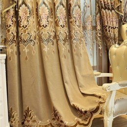 Chenille Semi Blackout Curtain Made to Measure Curtain European Flower Embroidery Living Room Bedroom Window