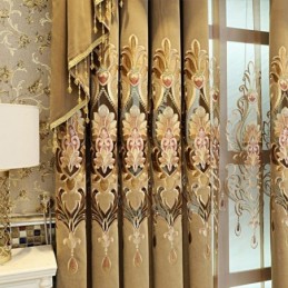 Chenille Semi Blackout Curtain Made to Measure Curtain European Flower Embroidery Living Room Bedroom Window