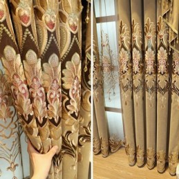 Chenille Semi Blackout Curtain Made to Measure Curtain European Flower Embroidery Living Room Bedroom Window