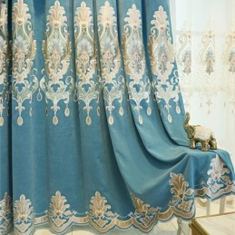 Chenille Semi Blackout Curtain Made to Measure Curtain European Flower Embroidery Window For Living Room And Bedroom