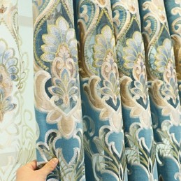 Chenille Semi Blackout Curtain Made to Measure Curtain European Flower Embroidery Window For Living Room And Bedroom