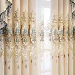 Chenille Semi Blackout Curtain Made to Measure Curtain European Flower Embroidery Window For Living Room And Bedroom