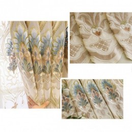 Chenille Semi Blackout Curtain Made to Measure Curtain European Flower Embroidery Window For Living Room And Bedroom