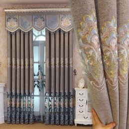 Ingni Semi Blackout Curtain Made to Measure Curtain European Flower Embroidery For Living Room