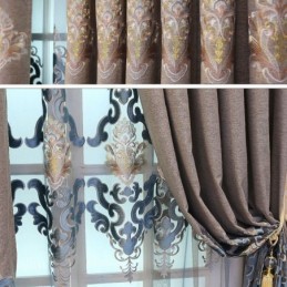 Ingni Semi Blackout Curtain Made to Measure Curtain European Flower Embroidery For Living Room