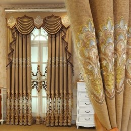 Ingni Semi Blackout Curtain Made to Measure Curtain European Flower Embroidery For Living Room