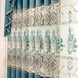 Chenille Curtain Made to Measure Curtain European Flower Embroidery Semi Blackout For Living Room Bedroom