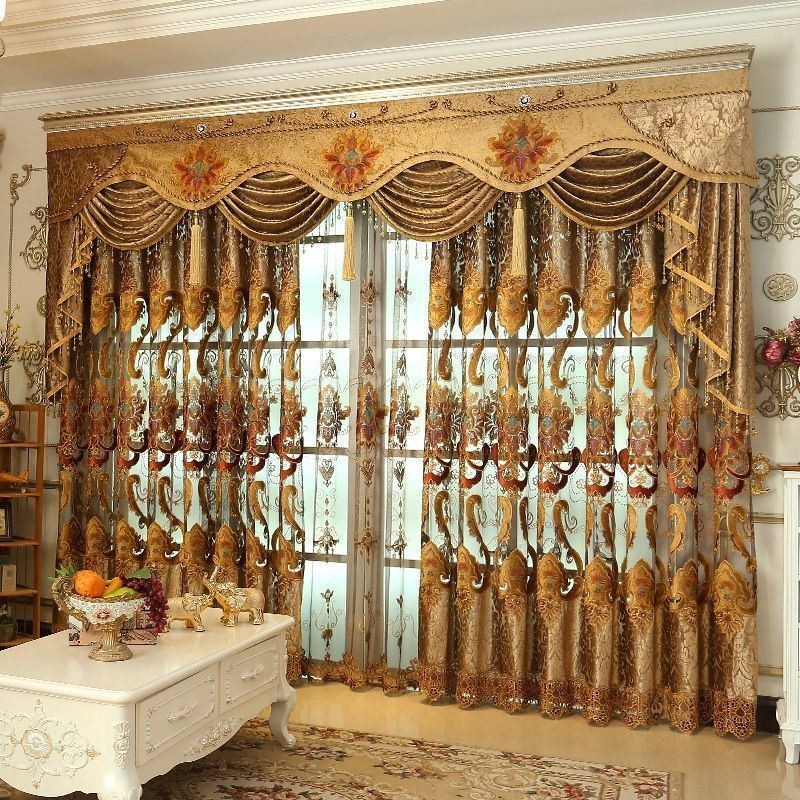 Semi Blackout Curtain Made to Measure Curtain European Flower Embroidery Living Room Bedroom