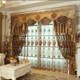 Semi Blackout Curtain Made to Measure Curtain European Flower Embroidery Living Room Bedroom