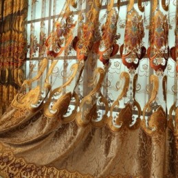 Semi Blackout Curtain Made to Measure Curtain European Flower Embroidery Living Room Bedroom