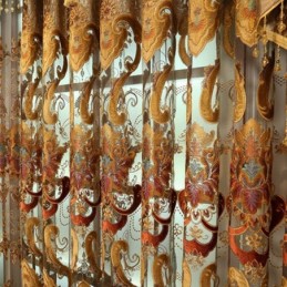 Semi Blackout Curtain Made to Measure Curtain European Flower Embroidery Living Room Bedroom