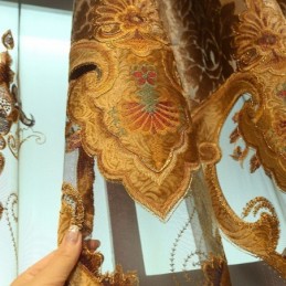 Semi Blackout Curtain Made to Measure Curtain European Flower Embroidery Living Room Bedroom