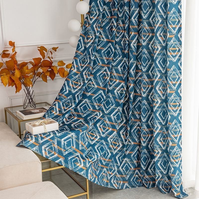 Curtain Made to Measure Curtain Rhombus Printed Nordic Style