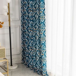 Curtain Made to Measure Curtain Rhombus Printed Nordic Style