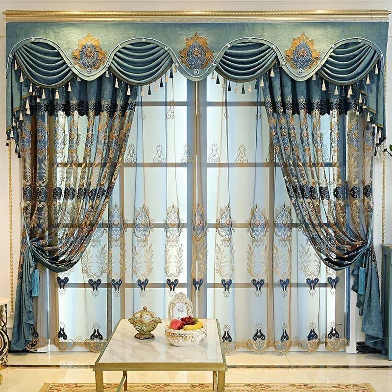 Chenille Semi Blackout Curtain Made to Measure Curtain European Flower Embroidery Living Room Bedroom