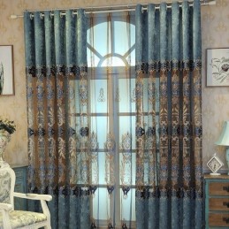 Chenille Semi Blackout Curtain Made to Measure Curtain European Flower Embroidery Living Room Bedroom