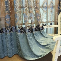 Chenille Semi Blackout Curtain Made to Measure Curtain European Flower Embroidery Living Room Bedroom