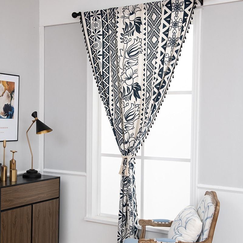 Floral Printed Linen Curtain Made to Measure Curtain Nordic Style For Living Room Bedroom