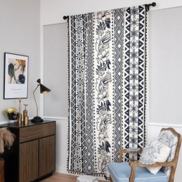 Floral Printed Linen Curtain Made to Measure Curtain Nordic Style For Living Room Bedroom