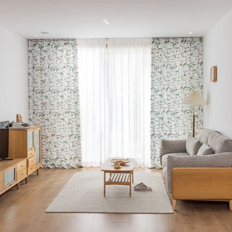 Nordic Style Curtain Made to Measure Curtain Plant Printed Polyester