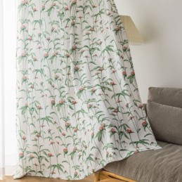 Nordic Style Curtain Made to Measure Curtain Plant Printed Polyester