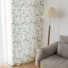 Nordic Style Curtain Made to Measure Curtain Plant Printed Polyester