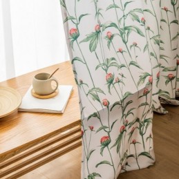 Nordic Style Curtain Made to Measure Curtain Plant Printed Polyester