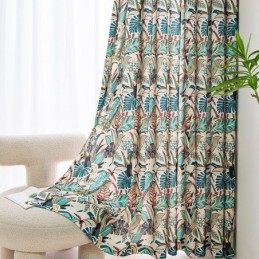 American Style Cotton Curtain Made to Measure Curtain Plant Printed