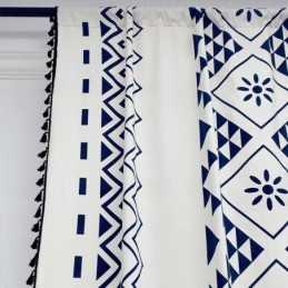 Nordic Style Linen Curtains Geometric Printed For Living Room Bedroom