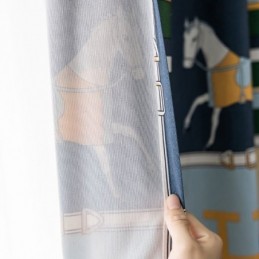 Cotton Curtains Kid's Style White Horse Printed