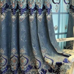 Semi Blackout Curtain Made to Measure Curtain European Flower Embroidery For Living Room Bedroom