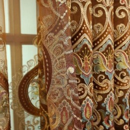 Semi Blackout Curtain Made to Measure Curtain European Flower Embroidery For Living Room Bedroom