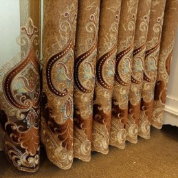 Semi Blackout Curtain Made to Measure Curtain European Flower Embroidery For Living Room Bedroom