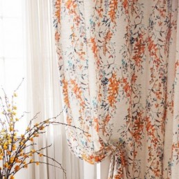 Botanical Print Curtains Polyeter Blackout Window Drapes Living Room Bedroom