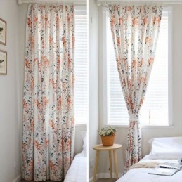 Botanical Print Curtains Polyeter Blackout Window Drapes Living Room Bedroom