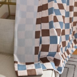 Cotton Curtain Made to Measure Curtain Plaid Printed Nordic Style