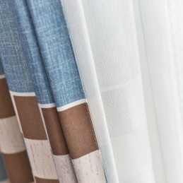 Cotton Curtain Made to Measure Curtain Plaid Printed Nordic Style