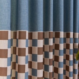 Cotton Curtain Made to Measure Curtain Plaid Printed Nordic Style