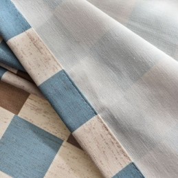 Cotton Curtain Made to Measure Curtain Plaid Printed Nordic Style