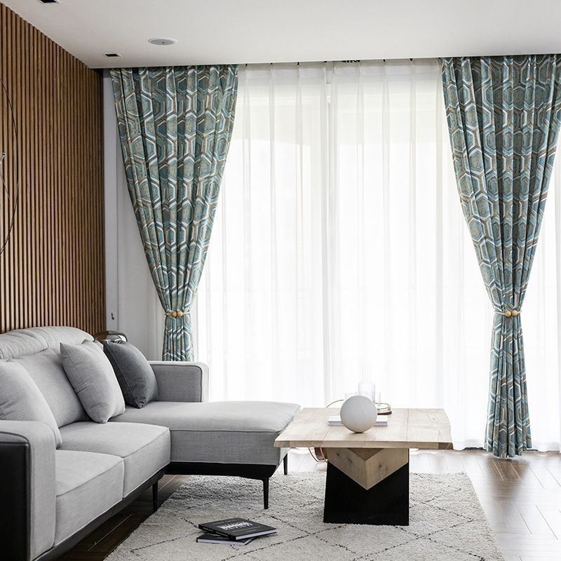 Nordic Blackout Curtains Geometric Printed For Living Room Bedroom