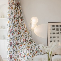 Leaf Printed Curtains American Style Polyester