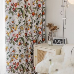 Leaf Printed Curtains American Style Polyester
