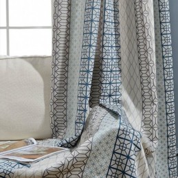 Nordic Cotton Linen Blackout Curtain Made to Measure Curtain Geometric Jacquard For Living Room Bedroom
