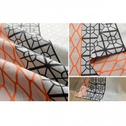 Nordic Cotton Linen Blackout Curtain Made to Measure Curtain Geometric Jacquard For Living Room Bedroom