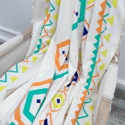 Linen Curtains Geometric Printed Nordic Style For Living Room Bedroom