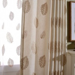 Nordic Cotton Linen Blackout Curtain Made to Measure Curtain Leaf Embroidery For Living Room Bedroom