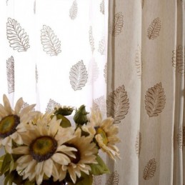 Nordic Cotton Linen Blackout Curtain Made to Measure Curtain Leaf Embroidery For Living Room Bedroom