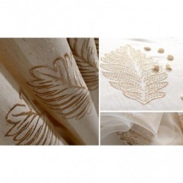 Nordic Cotton Linen Blackout Curtain Made to Measure Curtain Leaf Embroidery For Living Room Bedroom