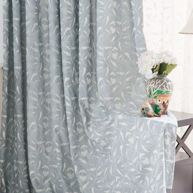 Cotton Blackout Curtain Made to Measure Curtain Vine Embroidered Nordic Style For Living Room Bedroom